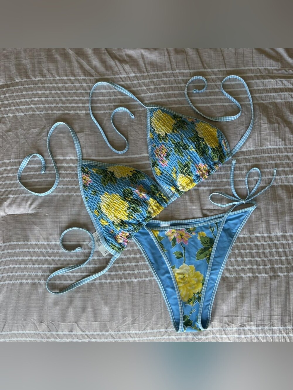 Aerie Multi Floral Tie Triangle Bikini Set